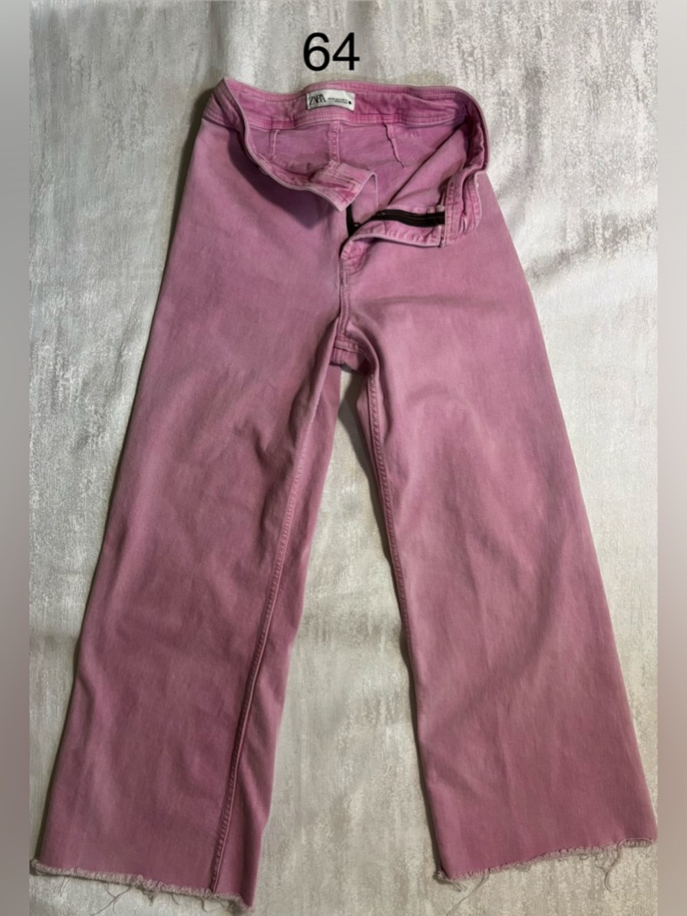 Zara Pink Jeans Mid-Rise Flore Legs Size 4